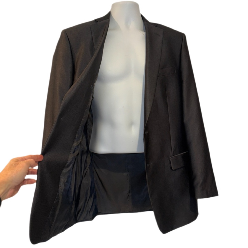 Calvin Klein Men’s Blazer Jacket 40 L Charcoal Gray | 2-Button Suit Coat